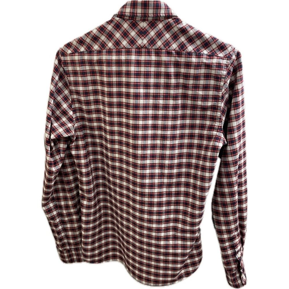 scotch and soda Red Plaid Button-down Shirt men M Cotton Collar Long Sleeve - Picture 5 of 11